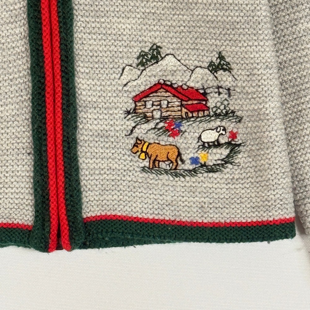 Vintage St Peter Trachten Kids 8 10 Cardigan Grey Wool Blend Alpine Heirloom - Picture 3 of 8